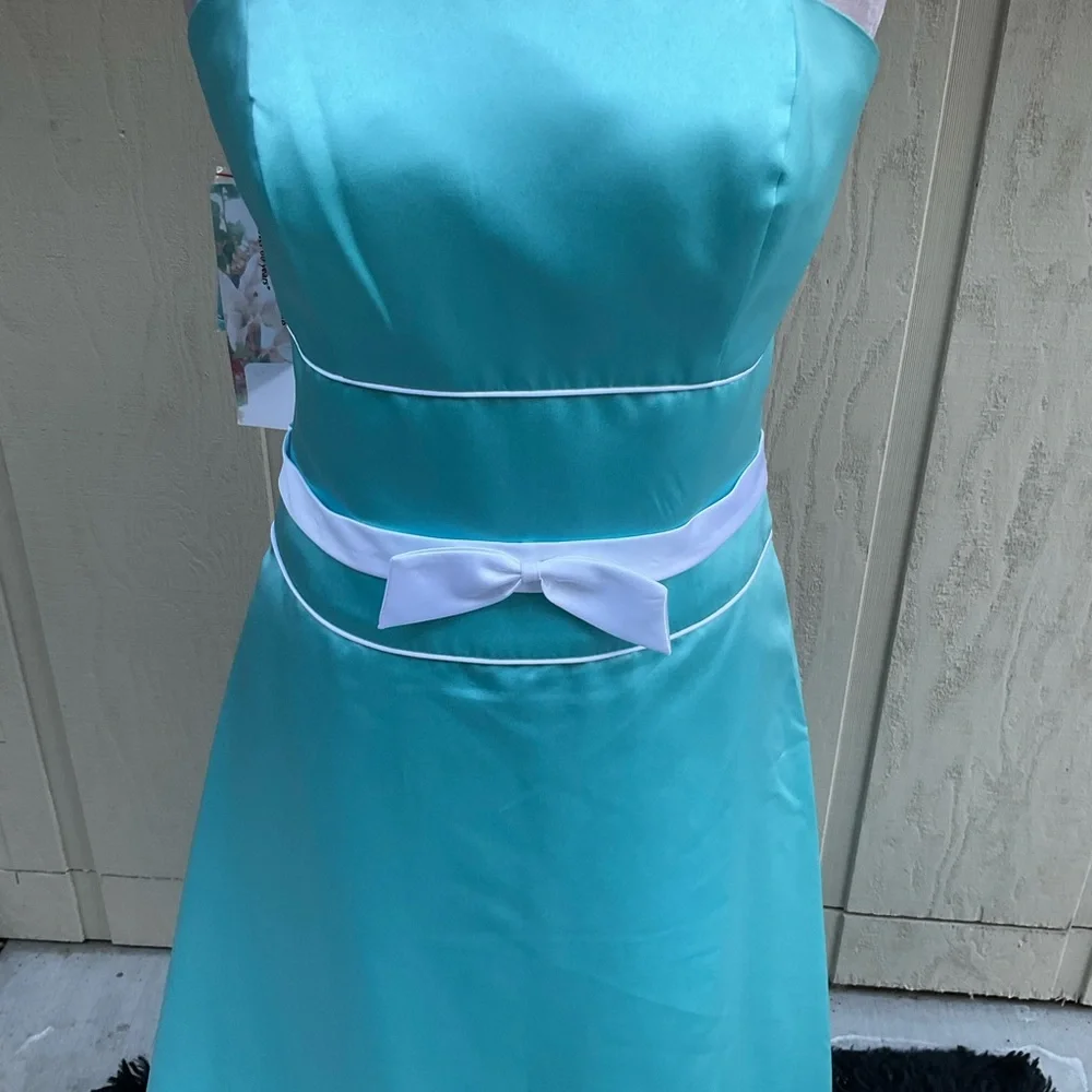 Alfred Angelo teal green strapless NWT prom dress 14 - Picture 8 of 15